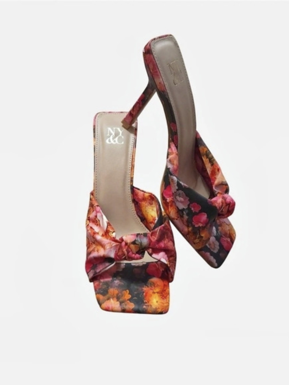 NY&Co Floral Bow Heels in Red & Pink US 9 Like New
